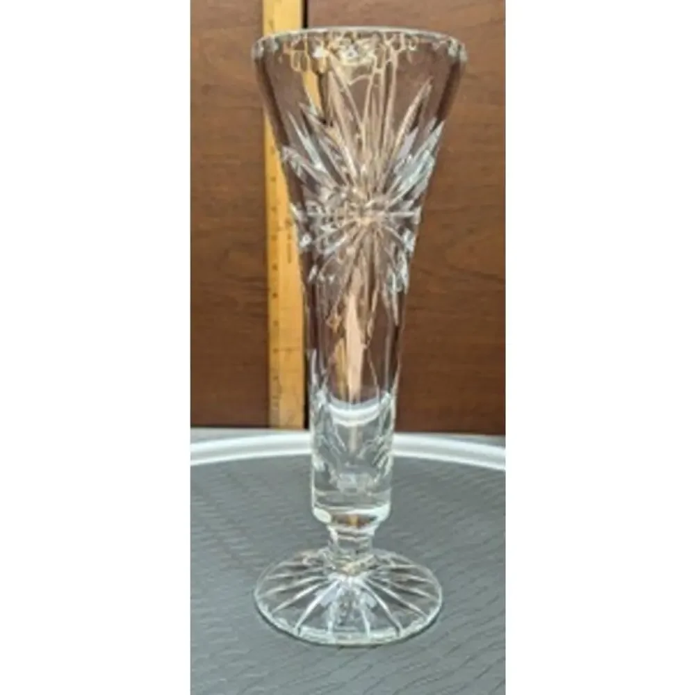 Vtg Brilliant Glass Vase Floral Daisy Bohemian Cottage Gift Centerpiece Elegant
